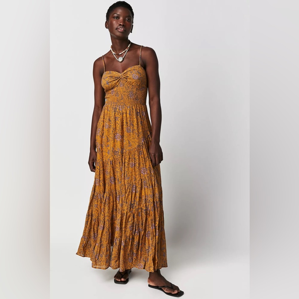 Free People Mustard Floral Maxi Dress - Picture 2 of 13